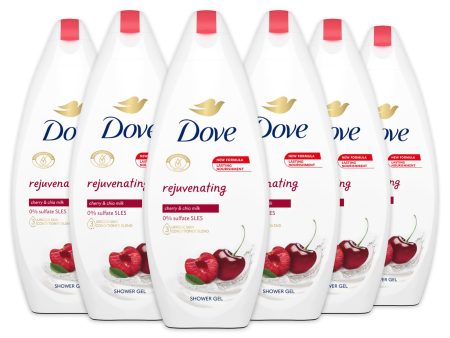 Dove Ducha Rejuvenecedora con Leche de Cereza y Chía, Jabón Corporal Hidratante, Fórmula Delicada sobre el Microbioma de la Piel, 97%* Biodegradable, Jabón Corporal para Hombres y Mujeres, 12 Piezas de 250 ml Embalaje Deteriorado Online Sale