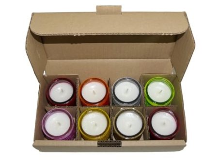 Paquete de 8 Velas Naturales de Citronela en Frascos de Vidrio Multicolor - Cera Vegetal y Mecha de Algodón, 18 Horas de Combustión por Vela, Sin Parafina ni Plástico Embalaje Deteriorado Online now