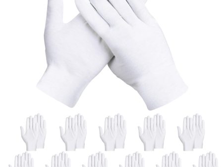 (Falta 1 par, incluye 11 pares) Rovtop 11 pares de guantes de algodón blanco suave y fino, 8,8 pulgadas, ideales para diversas actividades Embalaje Deteriorado Cheap