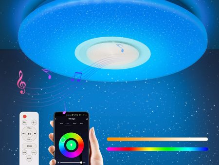 Plafón LED Regulable 36W con Altavoz Bluetooth, Control Remoto y APP, Cambio de Color RGB, Lámpara Cielo Estrellado Embalaje Deteriorado For Discount