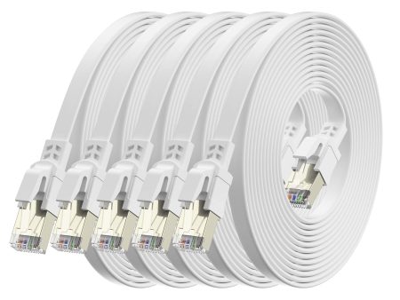 (Falta 1 cable, incluye 4) BAHIWOM Cable Ethernet Cat8 de 3 Metros  40Gbps 2000MHz, Cable de Red Plano RJ45 LAN Internet, Compatible con Router, Laptop y TV - Blanco Embalaje Deteriorado Online Hot Sale