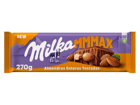 Milka MMMAX Tableta Grande de Chocolate con Leche de los Alpes y Almendras Enteras Tostadas 270g Embalaje Deteriorado Online Hot Sale