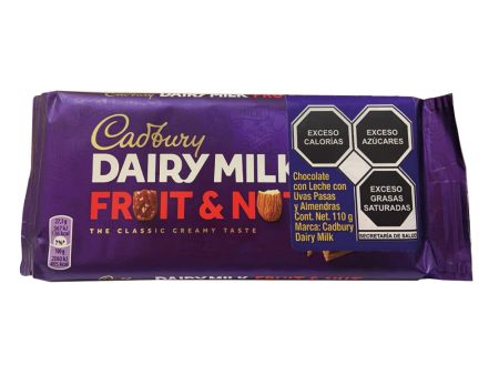 Tableta de Chocolate Cadbury Dairy Milk Fruit and Nut - 110g, 1 unidad (Cad: 22 07 2025) For Cheap